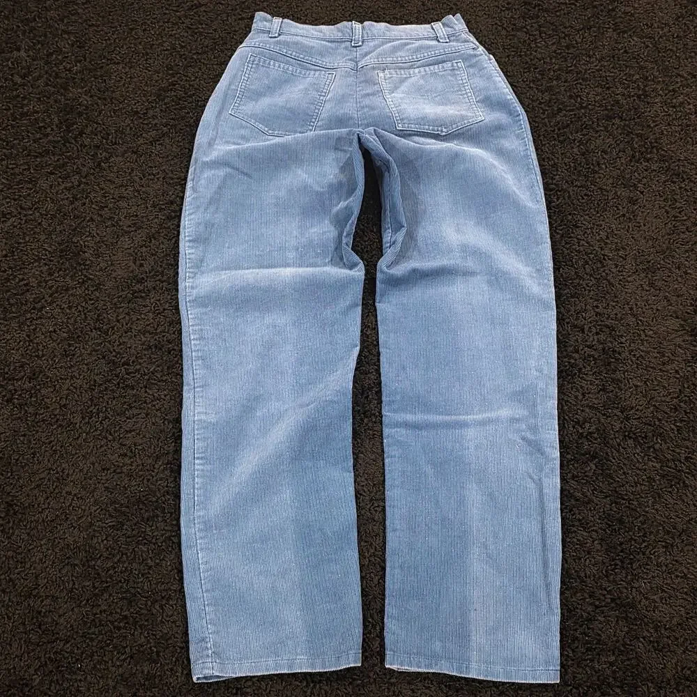 Rare Vintage 70 Sears Blue Pleated Tapered Corduroy High Rise Trousers Size 28